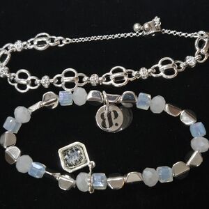 Elegant Silver and White Bracelet Set
